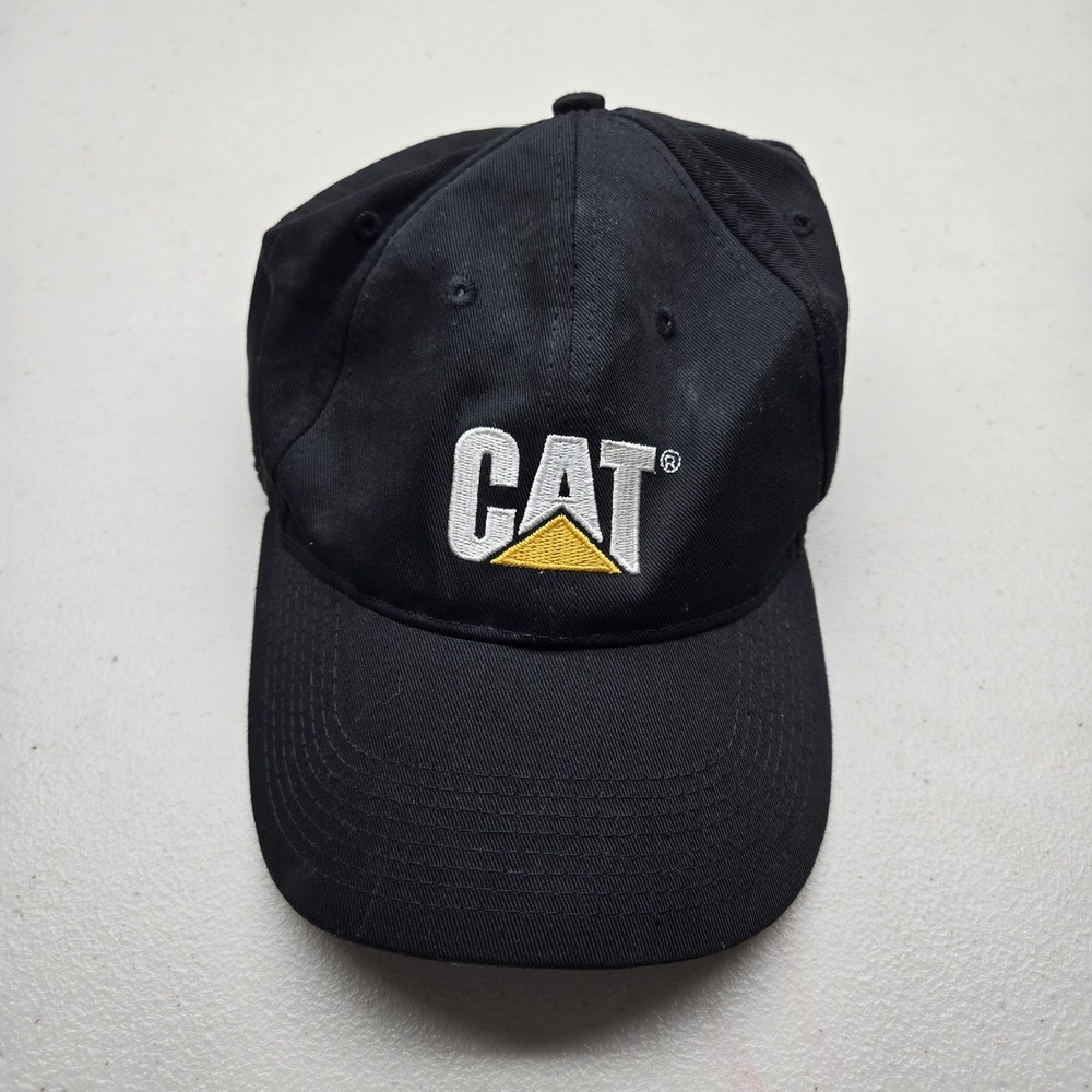 CAT Unisex Baseball Cap‎ ONE SIZE Black Curved Buckle Logo